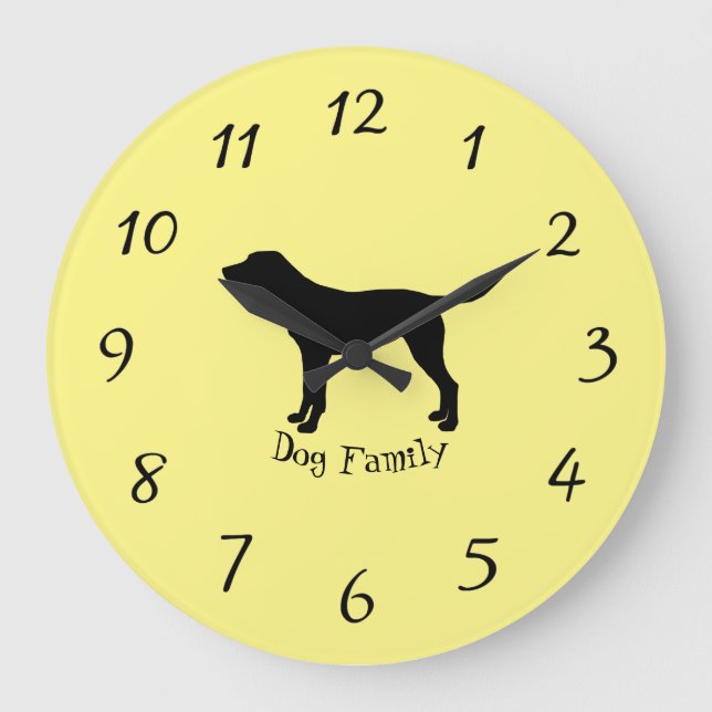 Relógio Grande Ouro labrador Silhouette Large Clock (Frente)