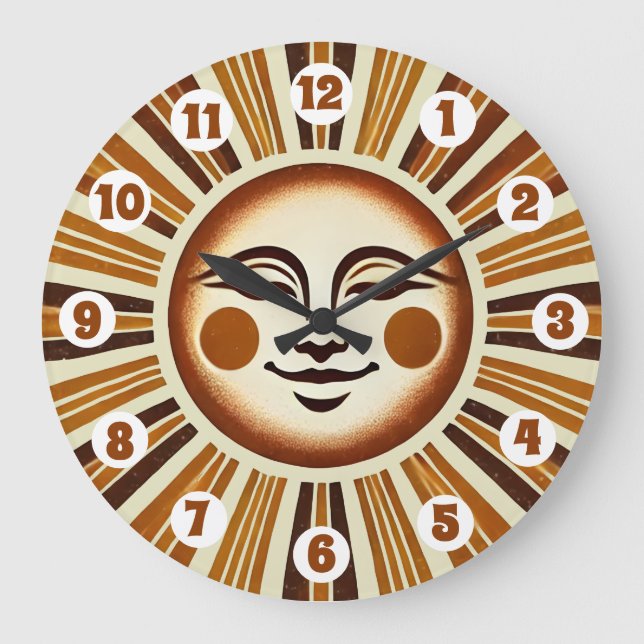 Relógio Grande Ouro Vintage Boho Sun Gift (Frente)