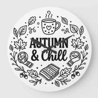 Relógio Grande Outono & Relax | Linha de Arte Manuscrita de Outon
