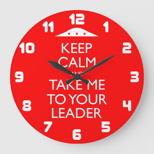 Relógio Grande OVNI Retro Engraçado Manter Calmo (Frente)