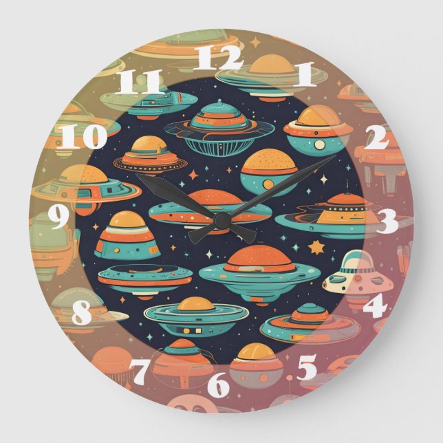 Relógio Grande OVNI Vintage art (Frente)