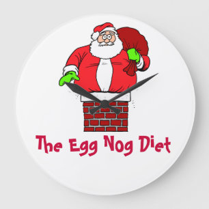 Relógio Grande Ovo Nog Diet Santa Clause Piada Humor