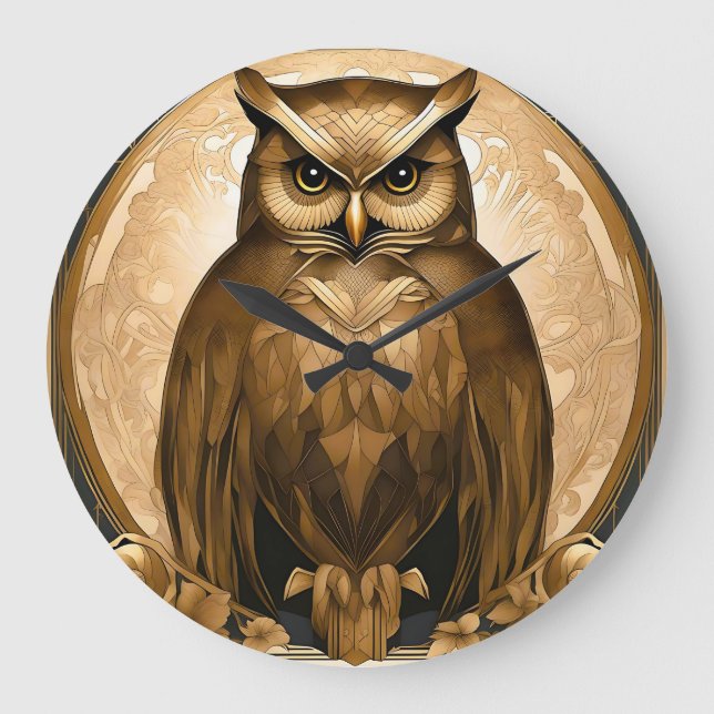 Relógio Grande Owl Retro Art Deco (Frente)