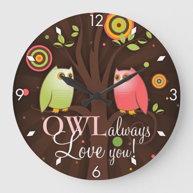 Relógio Grande Owl Sempre Te Ama (Frente)