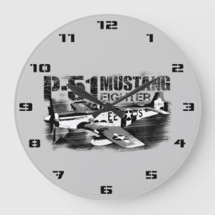 Relógio Grande P-51 Mustang Round (Large) Wall Clock
