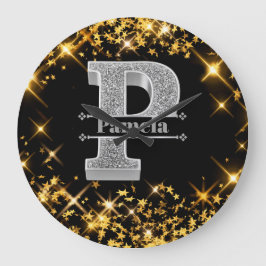 Relógio Grande P Monograma Inicial do Prata Personalizado Seu Nom