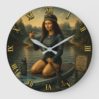 Relógio Grande Paddleboard Funny Mona Lisa SUP Gift for Paddle