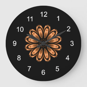 Relógio Grande Padrão 3 de Cobre e Mandala Preto