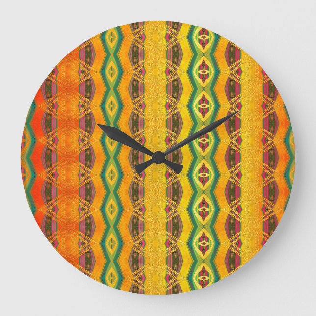 Relógio Grande padrão abstrato laranja (Frente)