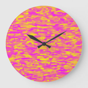 Relógio Grande Padrão Abstrato Rosa Amarelo Laranja