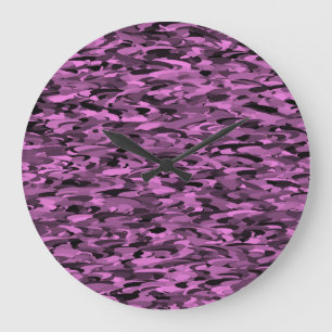 Relógio Grande Padrão Abstrato Roxo Preto