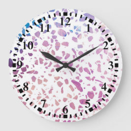 Relógio Grande Padrão abstrato Terrazzo Mosaico rosa e azul