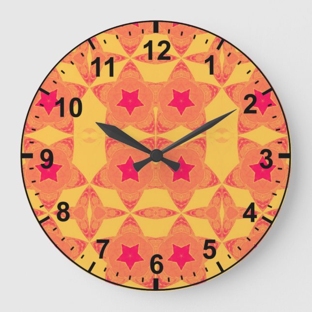 Relógio Grande Padrão Amarelo Vermelho Laranja~ CLOCK (Frente)