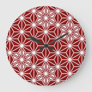 Relógio Grande Padrão Asanoha japonês - vermelho escuro