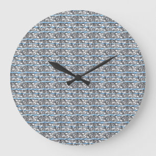 Relógio Grande Padrão Azul Design de Filigrana Cruzada