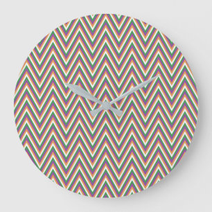 Relógio Grande Padrão Chevron Retro