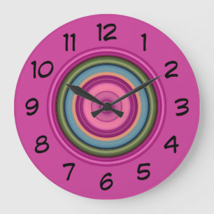 Relógio Grande Padrão circular multicolorido cor-de-rosa quente