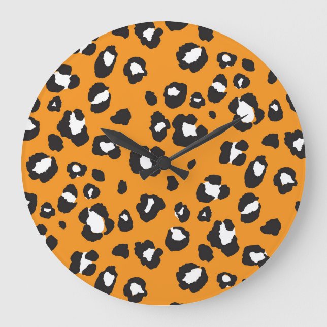Relógio Grande Padrão Clássico de Impressão Leopardo (Frente)