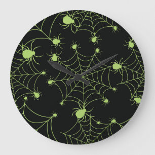 Relógio Grande Padrão Criativo da Rede de Aranha Halloween
