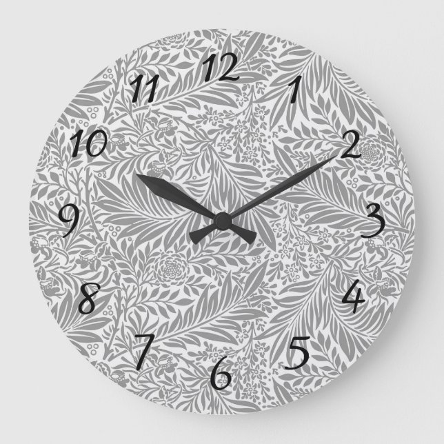 Relógio Grande Padrão da Cinza do País William Morris Leaf (Frente)