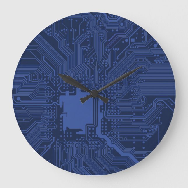 Relógio Grande Padrão da placa-mãe do Geek azul (Frente)