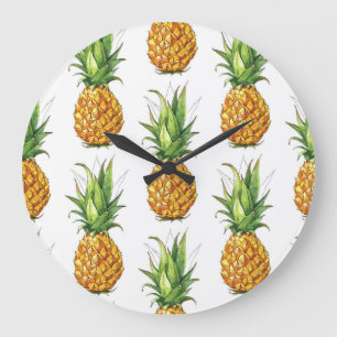Relógio Grande Padrão de abacaxi de verão, design sem costura.