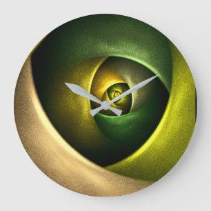 Relógio Grande Padrão de Abstrato de Arte Floral Moderna Verde #2