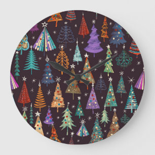 Relógio Grande Padrão de Ano Novo de Natal Festivo