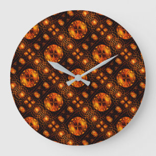 Relógio Grande Padrão de Arte Abstrata Boho Moderno Elegante Dour