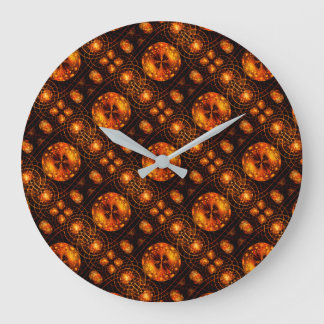 Relógio Grande Padrão de Arte Abstrata Boho Moderno Elegante Dour