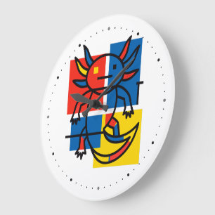 Relógio Grande Padrão de Arte Abstrata Divertido de Axolote Piet