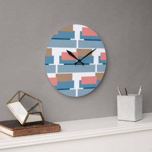 Relógio Grande Padrão de Arte de Stripes Geométricas Abstrato Col