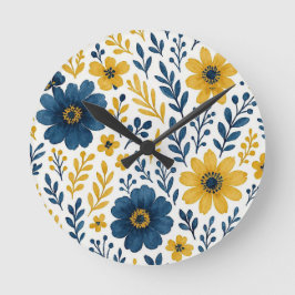 Relógio Grande Padrão de Arte Floral Clássica Mediterrânica