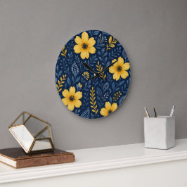 Relógio Grande Padrão de Arte Floral na moda-Étnica Mediterrânica