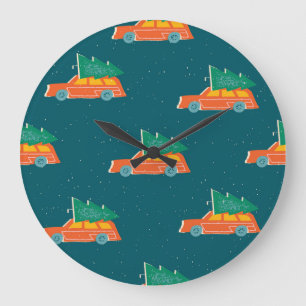 Relógio Grande Padrão de Árvore de Natal de Carro Retroativo