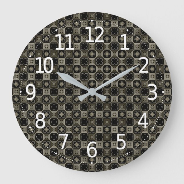 Relógio Grande Padrão de Azulejos Dourados de Deco de Arte Modern (Frente)