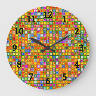 Relógio Grande Padrão de Azulejos multicoloridos laranja 'Terraco