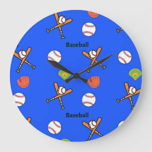 Relógio Grande Padrão de beisebol em azul