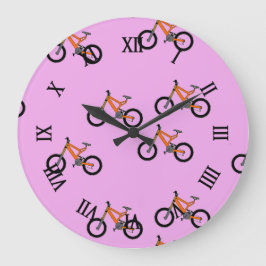 Relógio Grande Padrão de bicicletas a rosa