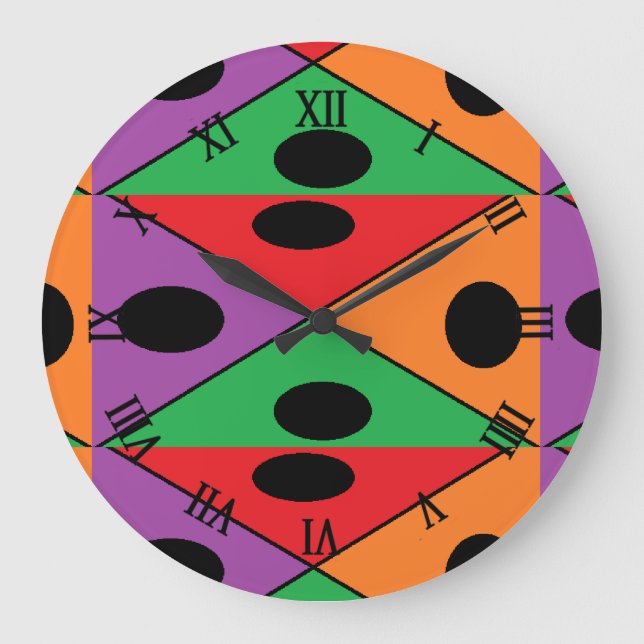 Relógio Grande Padrão de bolinhas preta (Frente)