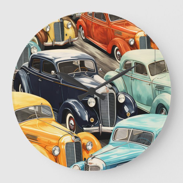 Relógio Grande Padrão de Carros Clássicos (Frente)