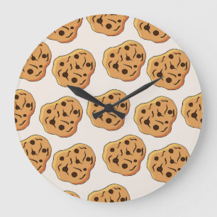 Relógio Grande Padrão de Cartoon de Cookies Desenhados à Mão