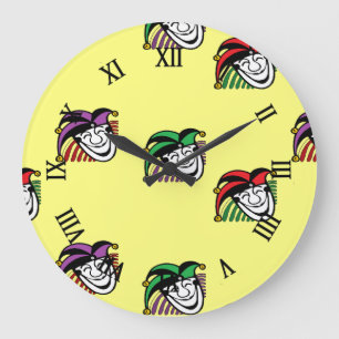 Relógio Grande Padrão de chapéus coloridos de brincadeira amarelo
