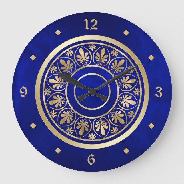 Relógio Grande Padrão de Círculo de Design do Ornamentado Dourado (Frente)