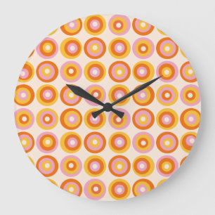 Relógio Grande Padrão de círculos laranja abstratos do meio do sé