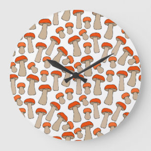 Relógio Grande Padrão de Cogumelos Vermelho-Laranja-Aspen