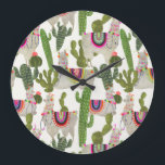 Relógio Grande Padrão de Coleção de Llamarama<br><div class="desc">Aproveite este novo padrão criativo de lama em um produto ou peça para aprimorar e agregar ao mundo ao seu redor.Artista: Victoria Borges</div>