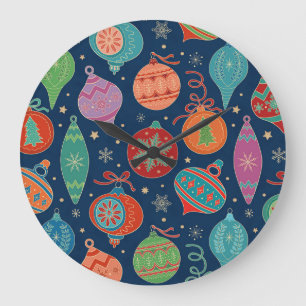 Relógio Grande Padrão de Decoração de Árvore de Natal Dourada