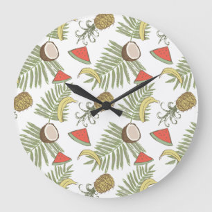 Relógio Grande Padrão de desenho da Fruta tropical
