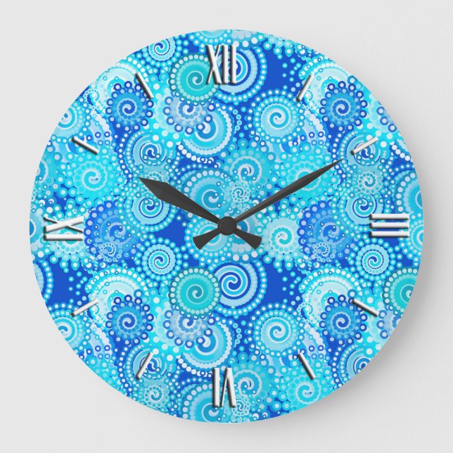 Relógio Grande Padrão de espiral frontal, azul de cobalto (Frente)